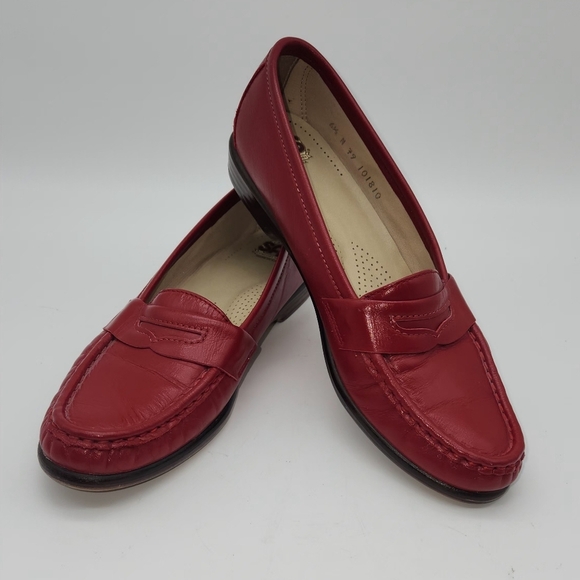 SAS Tripad Comfort Red Leather Penny Loafers Women’s 6.5N Slip On Casual Shoes - Picture 1 of 13